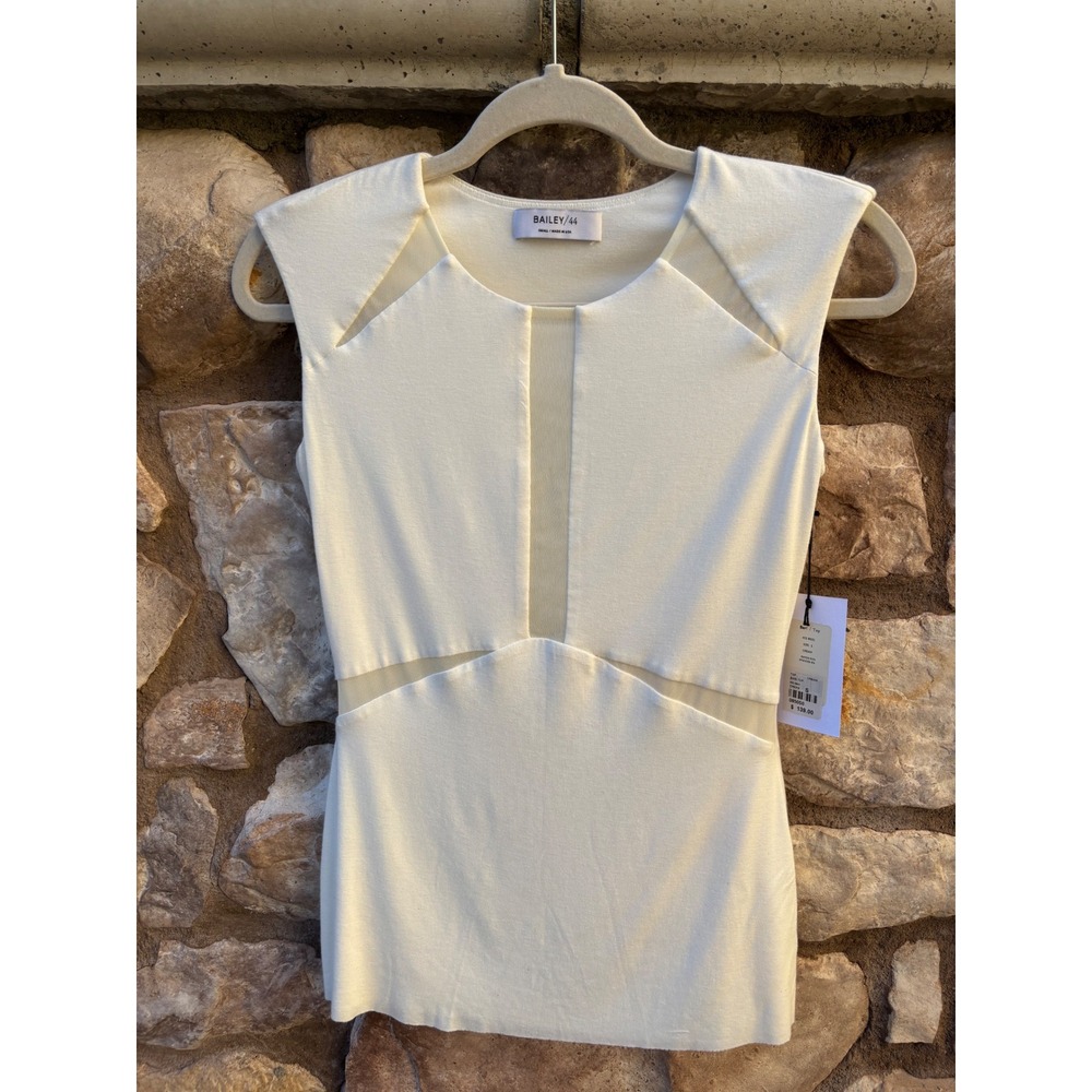 Bailey 44 Top Sleeveless Mesh Cream Bari Top Size Small NWT Soft Stretch
